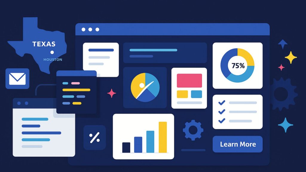 Modern software dashboard with multiple modules and digital tools representing a complete development solution