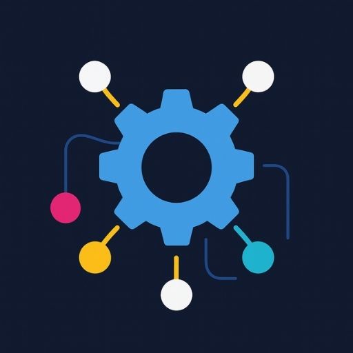 Modular workflow gear with customizable nodes representing tailored business solutions